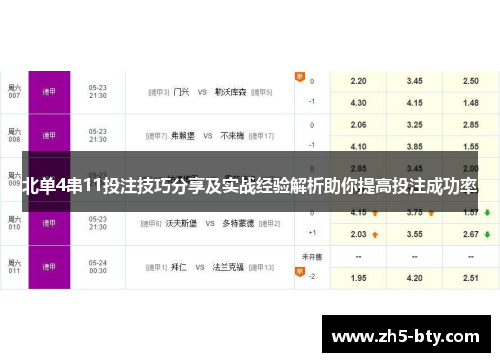 北单4串11投注技巧分享及实战经验解析助你提高投注成功率