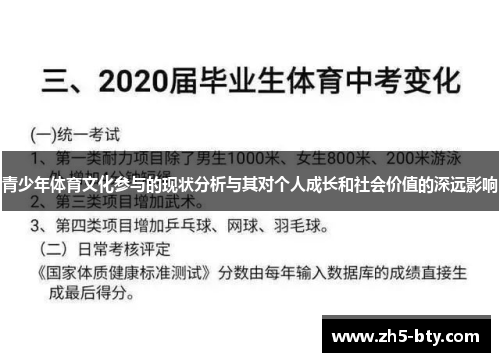 青少年体育文化参与的现状分析与其对个人成长和社会价值的深远影响